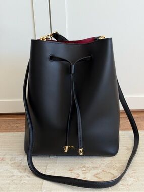 Ralph Lauren Black Leather Bucket Bag